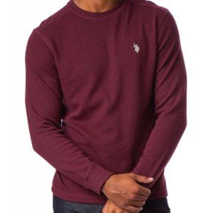 U.S. Polo Assn. Men's Long Sleeve Crew Neck Solid Thermal Shirt RED